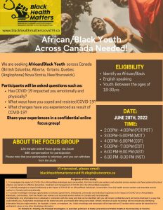 Focus Group Flyer: African/Black Youth Across Canada Needed!